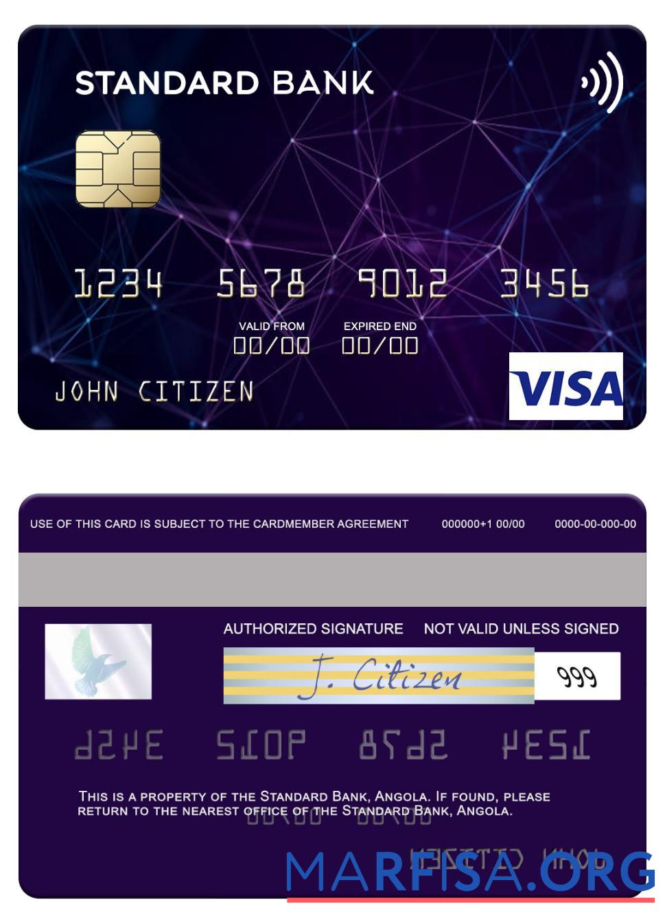 Realistic Angola Standard Bank visa card example
